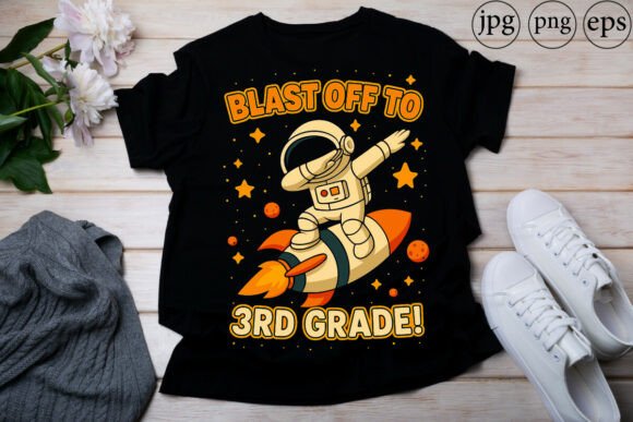 Blast off to 3rd Grade Funny Astronaut: Graphics & T-Shirt Designs