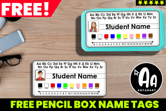 FREE Editable Pencil Box Name Tags Label Graphics