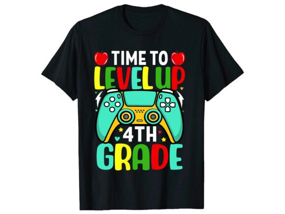 Level Up 4th Grade Gamer SVG T-Shirt Graphics