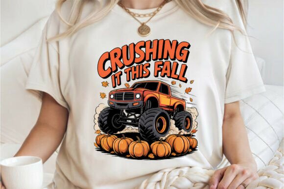 Monster Truck Crushing Fall Pumpkin PNG Graphics